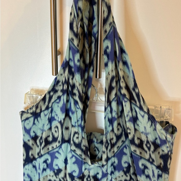 Rare Find! CAbi Blue and Black Abstract Halter Maxi Dress style 850 - Picture 5 of 9